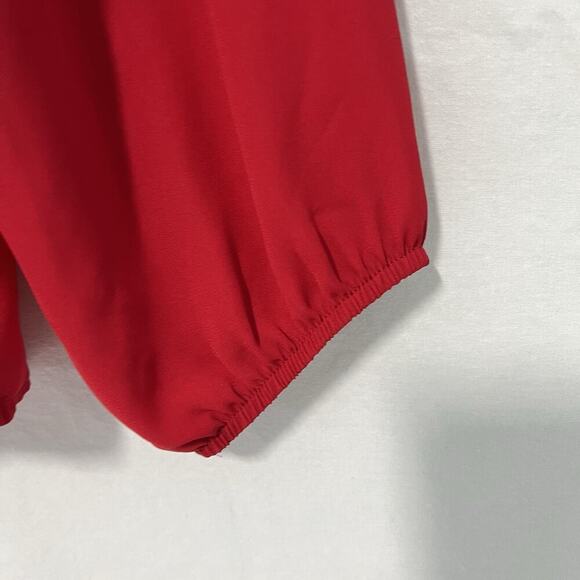 APT. 9 Woman Faux Wrap Blouse Top Plus Size 2X Red Long Bishop Sleeve Career - Picture 4 of 11